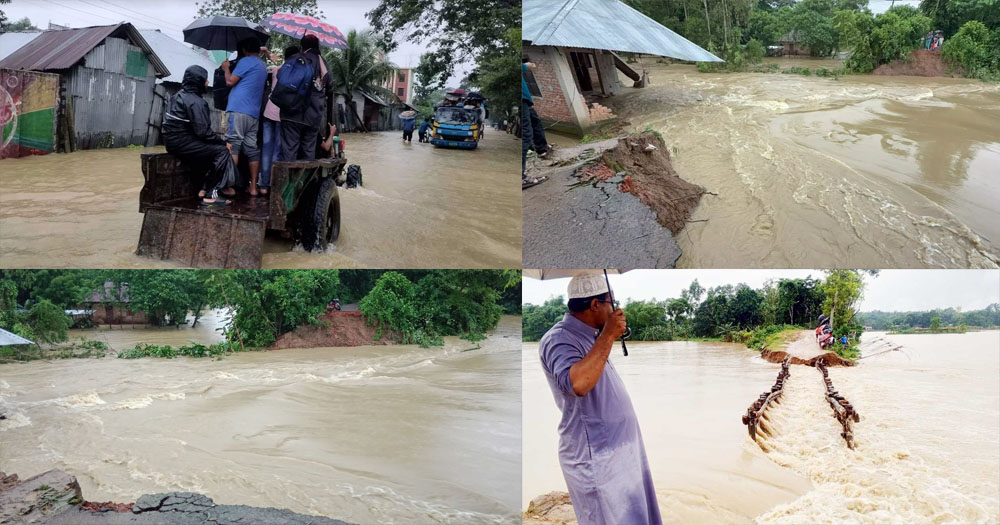 ফেনীতে তিন নদীর বাঁধের ১৭স্থানে ভাঙন, ৩৫ গ্রাম প্লাবিত: পানিবন্দি ২০ হাজার মানুষ