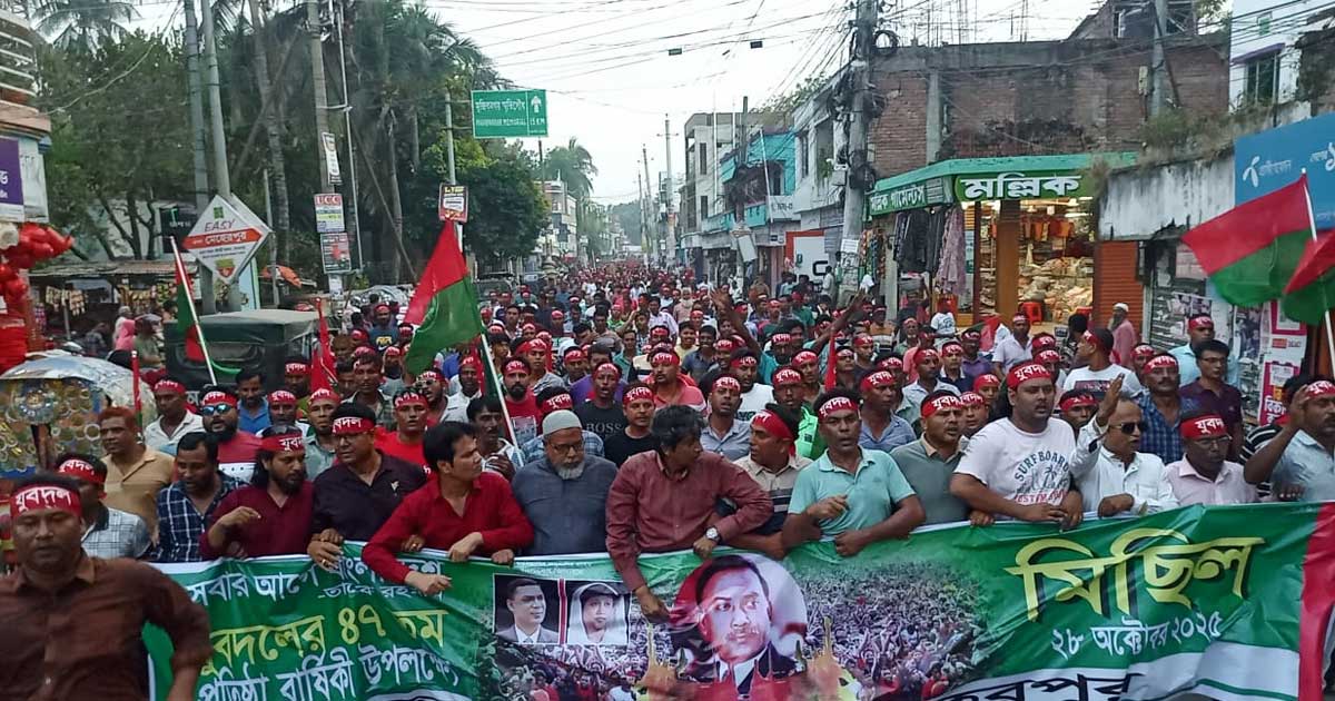 যুবদলের প্রতিষ্ঠাবার্ষিকী উপলক্ষ্যে মেহেরপুরে মিছিল ও সমাবেশ