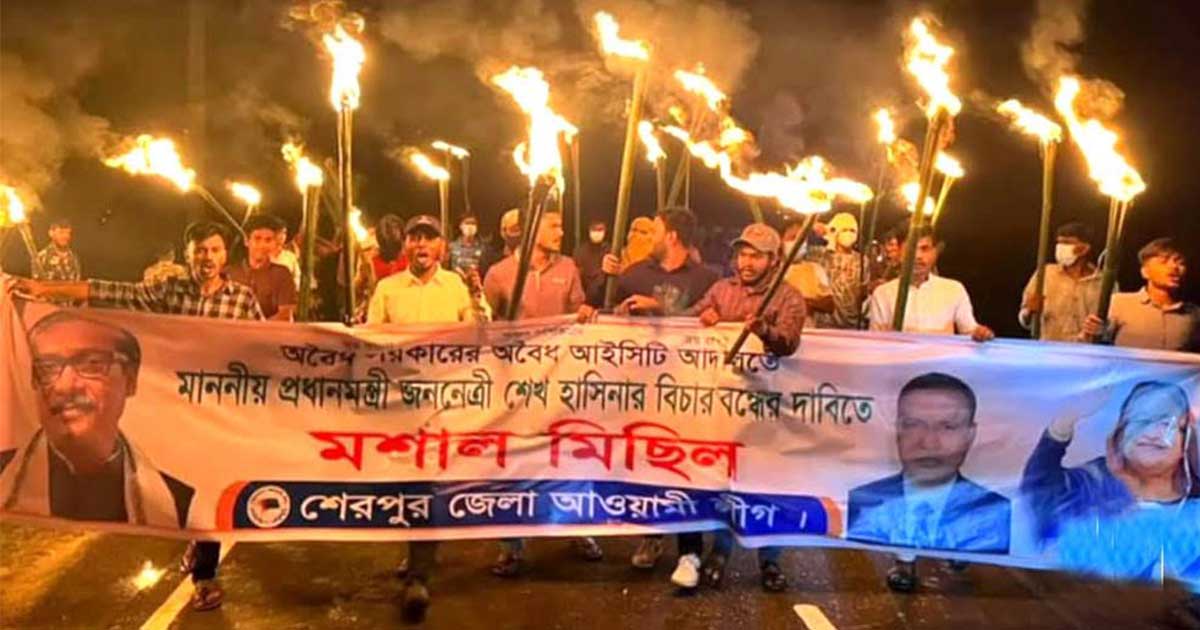 শেরপুরে আওয়ামী লীগের ঝটিকা মিছিল, প্রতিবাদে ছাত্র-যুবদলের বিক্ষোভ