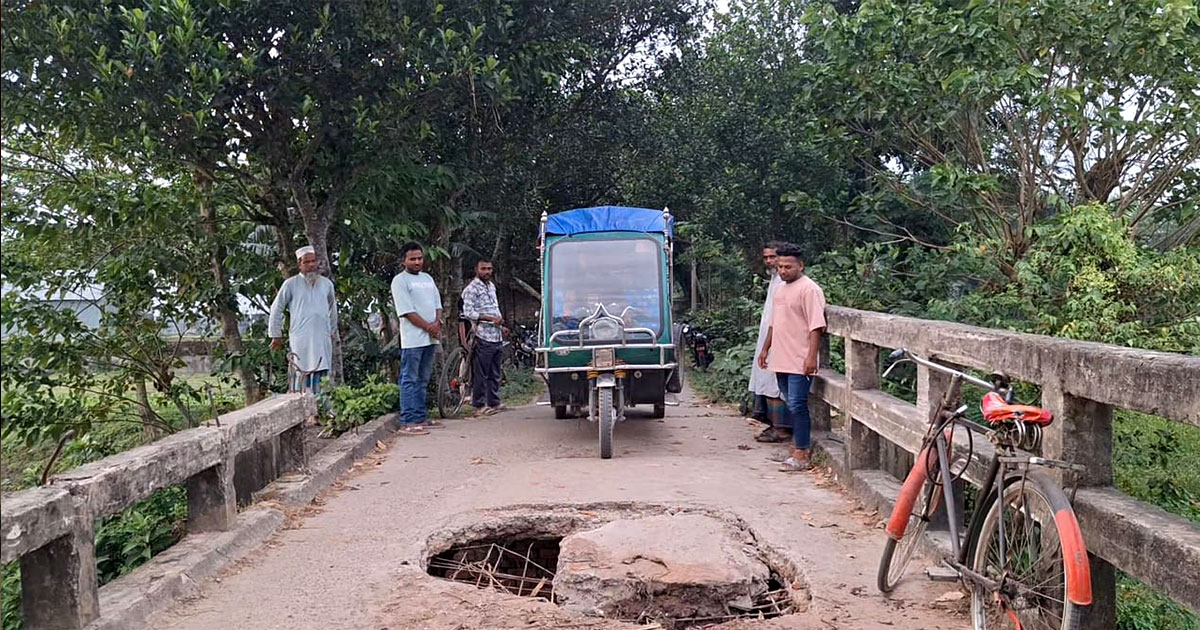 পাকুন্দিয়ায় ঝুঁকিপূর্ণ সেতু দিয়ে হাজারো মানুষের চলাচল