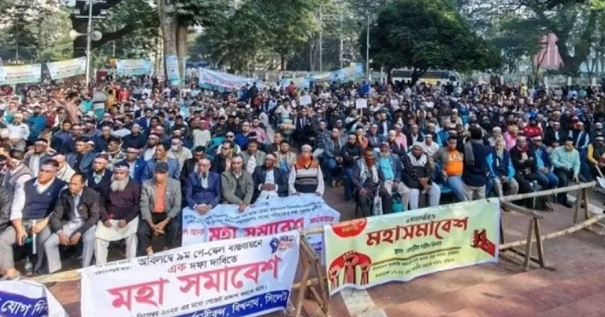 নবম পে-স্কেল বাস্তবায়নের দাবিতে সরকারি কর্মচারীদের মহাসমাবেশ