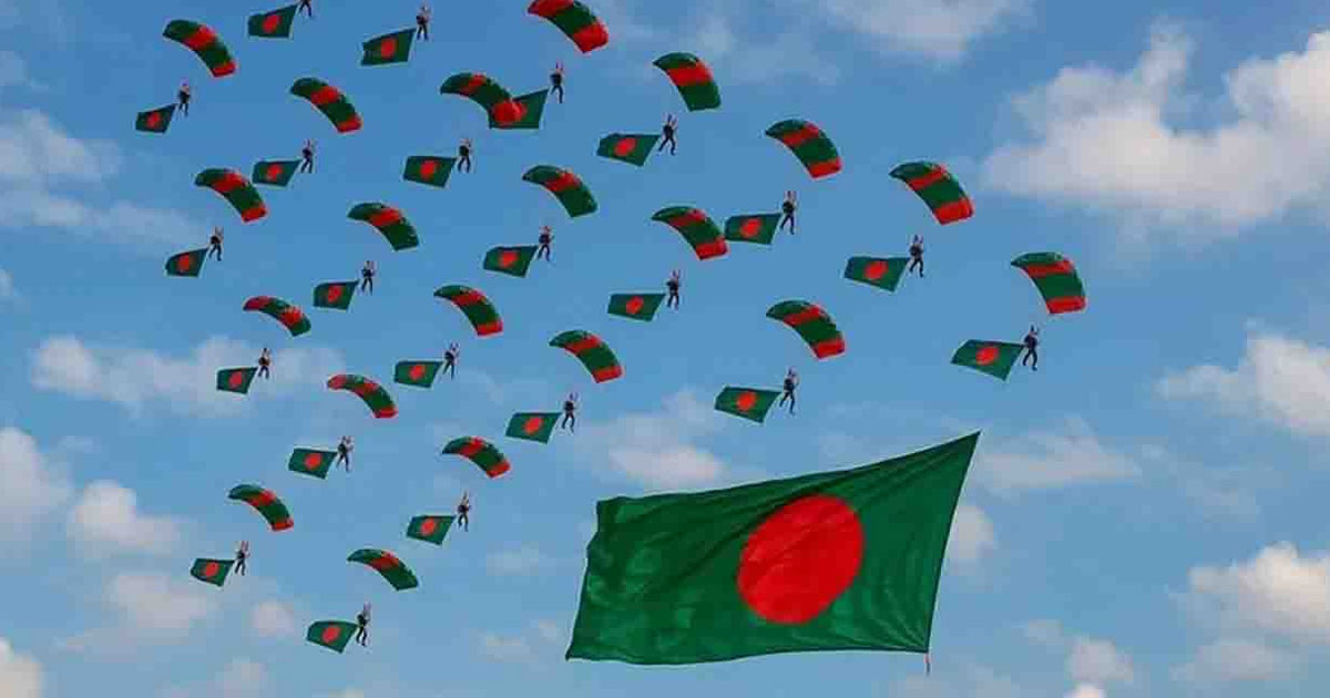 পতাকা হাতে প্যারাস্যুটিংয়ে বাংলাদেশের বিশ্বরেকর্ড