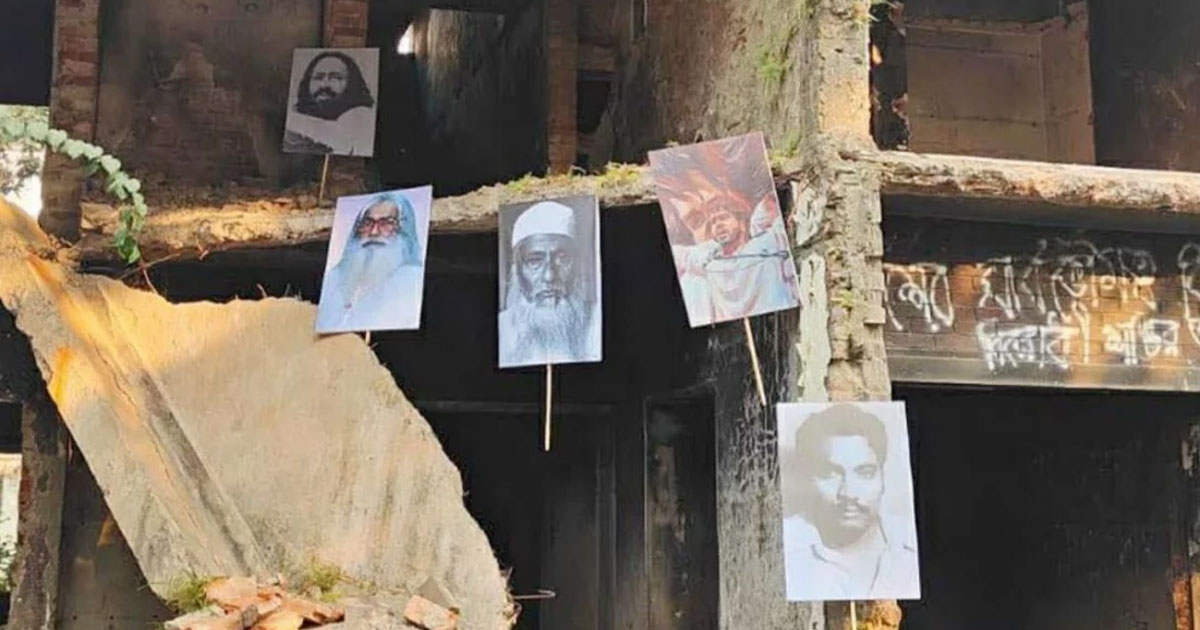 ধানমন্ডি ৩২-এ টাঙানো হলো মওলানা ভাসানী ও ওসমান হাদির ছবি