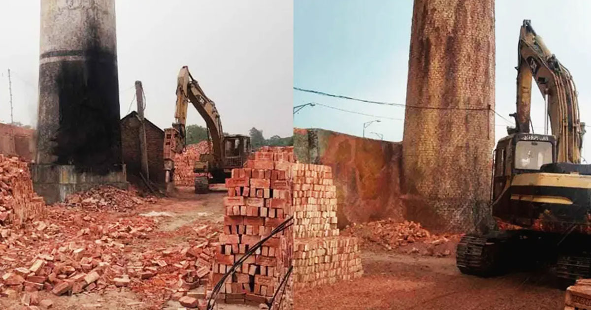 মানিকগঞ্জে অবৈধ ইটভাটায় অভিযান, চিমনি গুঁড়িয়ে ভাটা বন্ধ