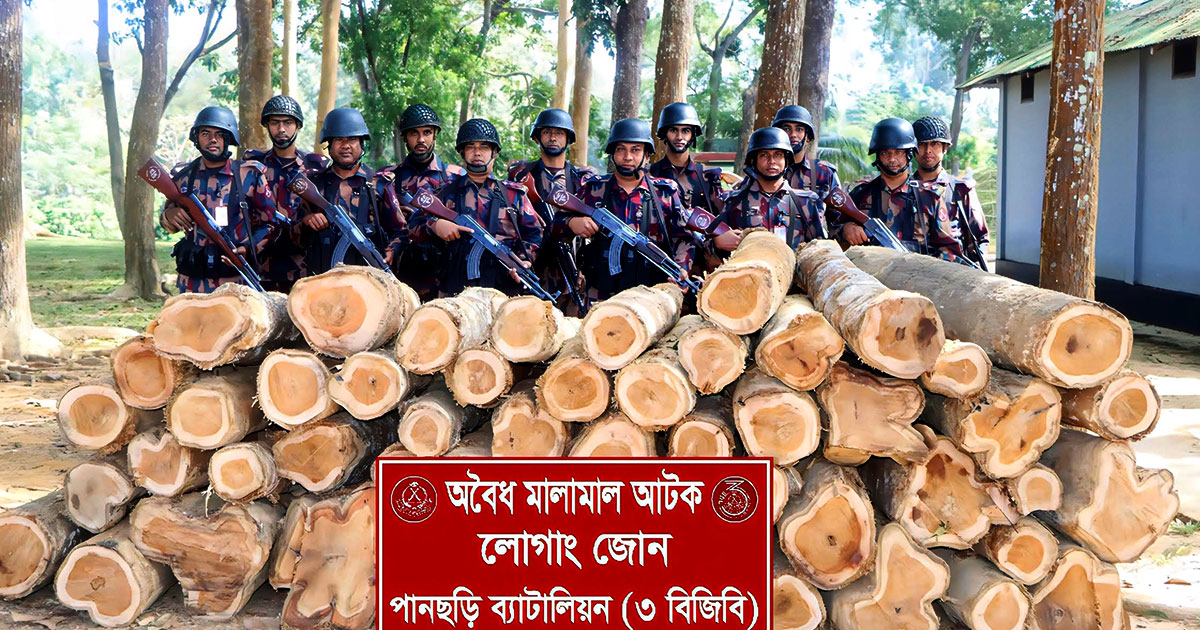 পানছড়ির শুকনাছড়ি থেকে অবৈধ সেগুন কাঠ জব্দ করলো ৩ বিজিবি