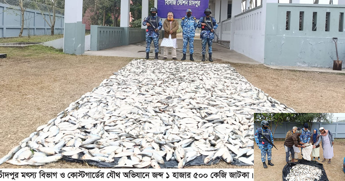 চাঁদপুরে পিকআপ ভ্যান থেকে ৩৭মণ জাটকা জব্দ
