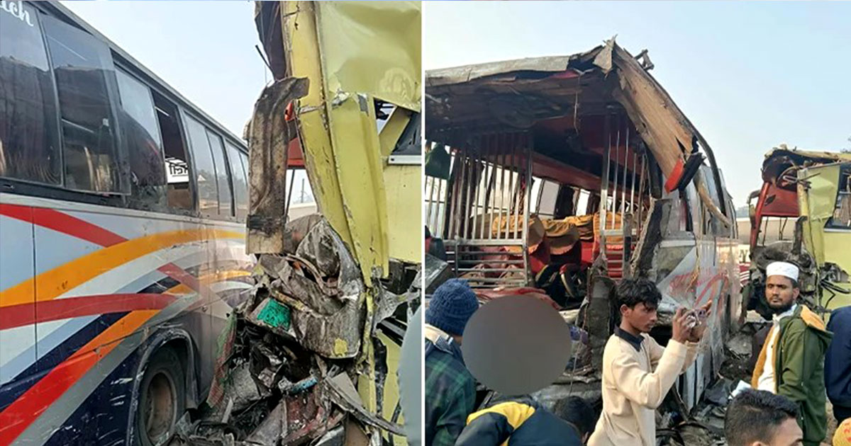 সিলেটের ওসমানীনগরে বাসের মুখোমুখি সংঘর্ষে দুই নিহত, আহত ১০