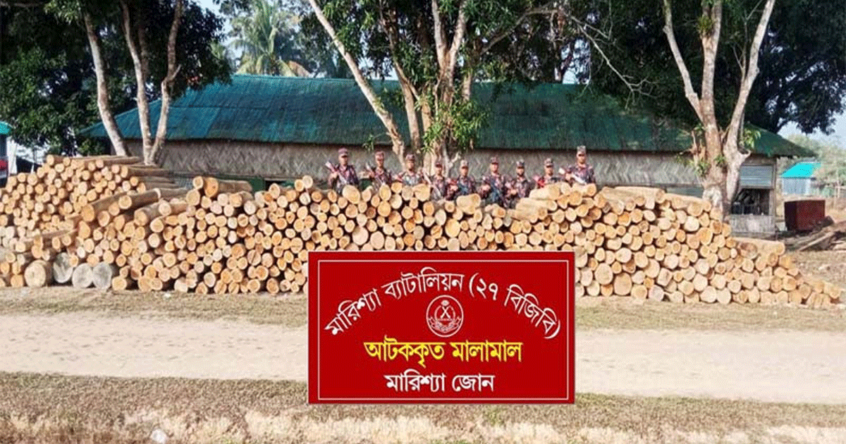 বাঘাইছড়িতে বিজিবির অভিযানে ৪৩৭ ঘনফুট অবৈধ সেগুন কাঠ জব্দ