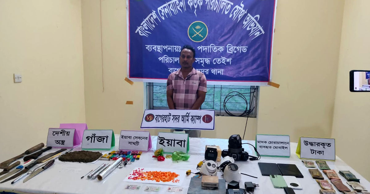 বাগেরহাটে শীর্ষ সন্ত্রাসী ও মাদক ব্যবসায়ী শামীম আটক