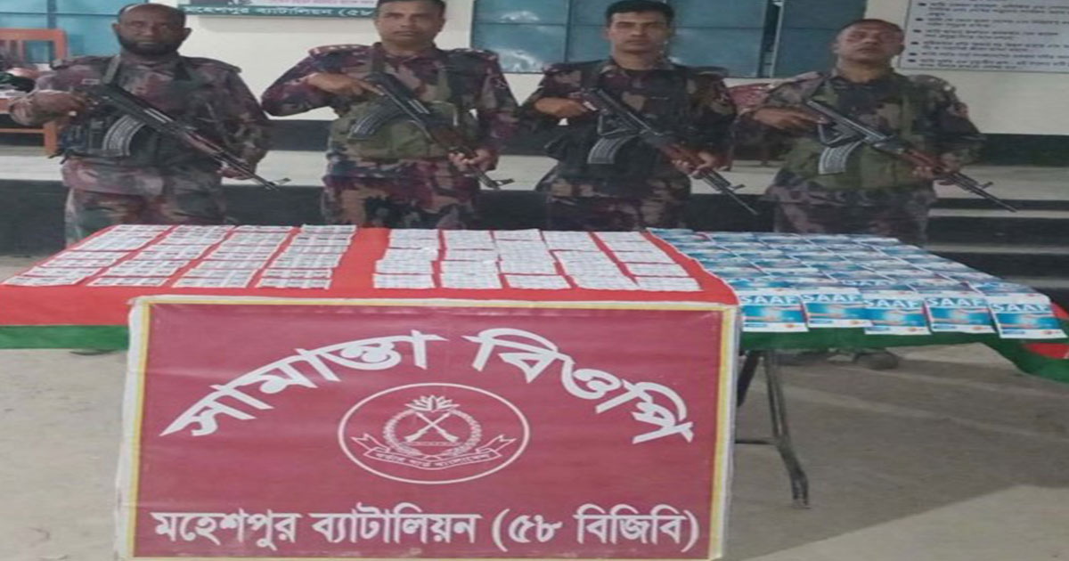মহেশপুর সীমান্তে বিজিবি’র পৃথক অভিযানে বিপুল পরিমাণ মাদক ও ভারতীয় ওষুধ জব্দ