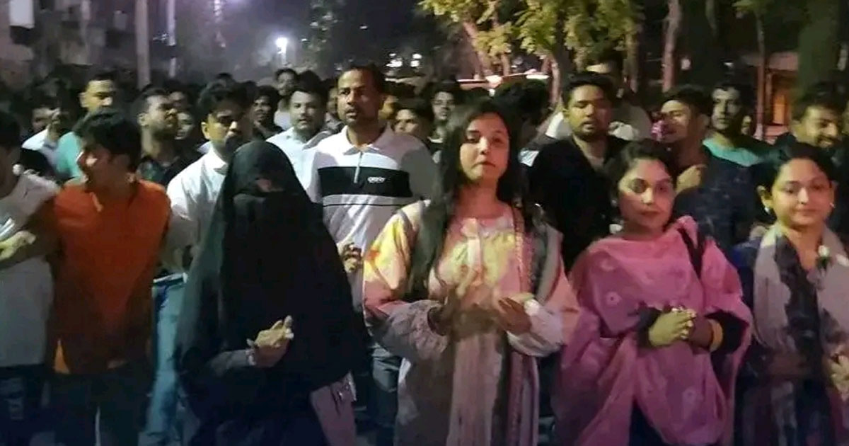 চট্টগ্রাম সিটি কলেজের ঘটনায় রাবিতে ছাত্রদলের বিক্ষোভ মিছিল