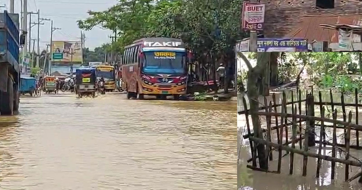 শেরপুরে আকস্মিক পাহাড়ি ঢলে হাট-বাজার-রাস্তা প্লাবিত
