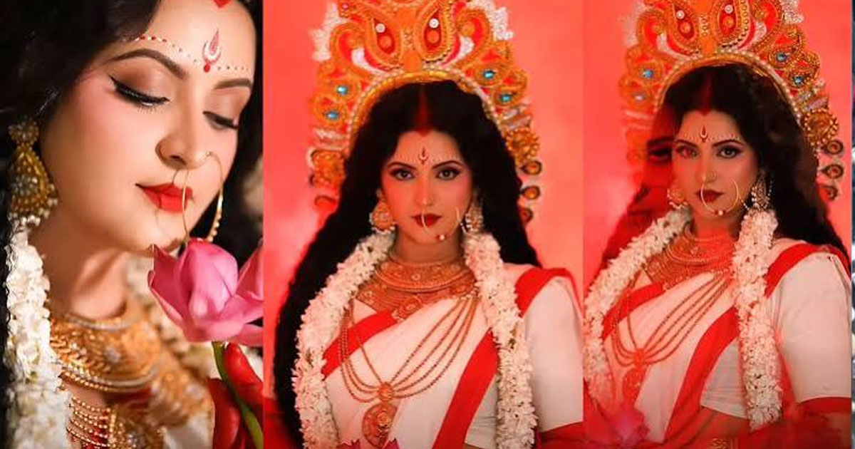 দুর্গার সাজে পরীমনি, চোখ ফেরানো দায়!
