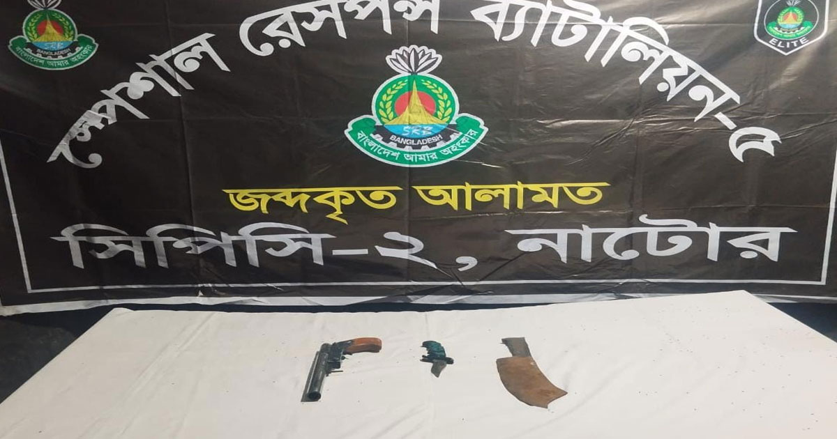 বড়াইগ্রামে পরিত্যক্ত ব্যাগে ওয়ান শুটারগানসহ তিন অস্ত্র উদ্ধার