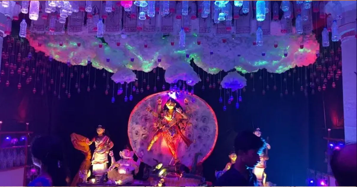 শেরপুরে পরিবেশবান্ধব ব্যতিক্রমী পূজামণ্ডপ