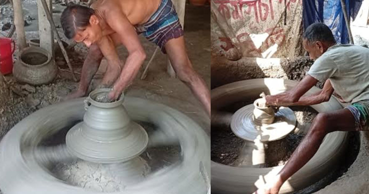 নড়াইলে কাঠ-মাটির চাকা ঘুরলেও ঘুরছে না মৃৎশিল্পীদের ভাগ্যের চাকা