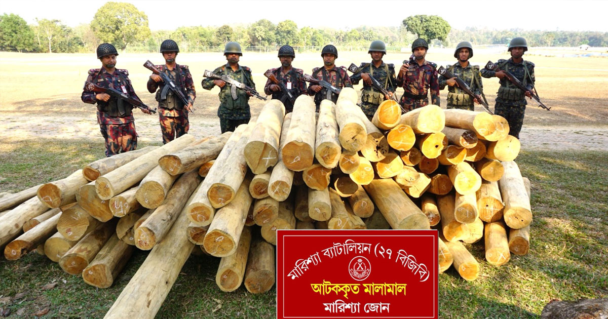 রাঙ্গামাটিতে বিজিবির অভিযানে সাড়ে ৪ লাখ টাকার সেগুন কাঠ জব্দ
